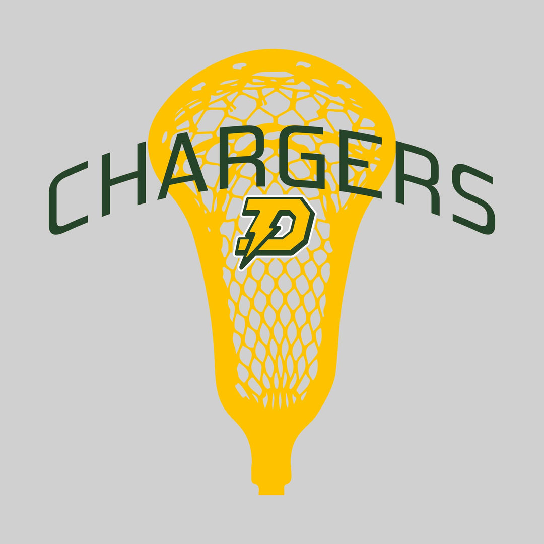 Midland Dow Chargers - Lacrosse - Arched Chargers Over Lacrosse Stick with Logo