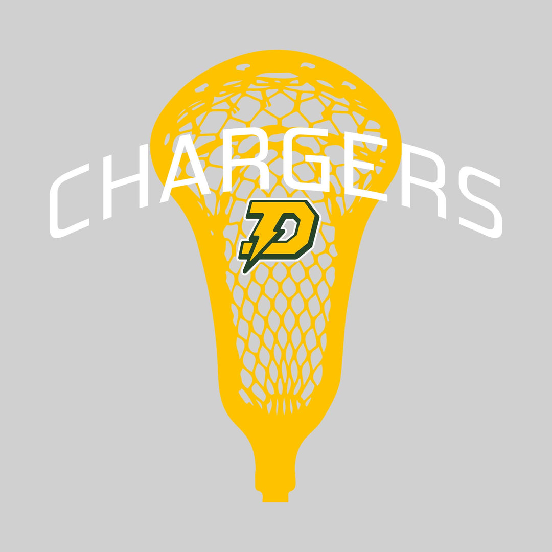 Midland Dow Chargers - Lacrosse - Arched Chargers Over Lacrosse Stick with Logo