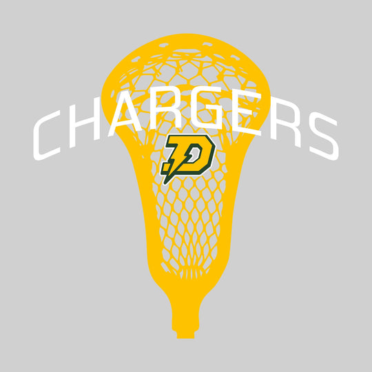 Midland Dow Chargers - Lacrosse - Arched Chargers Over Lacrosse Stick with Logo