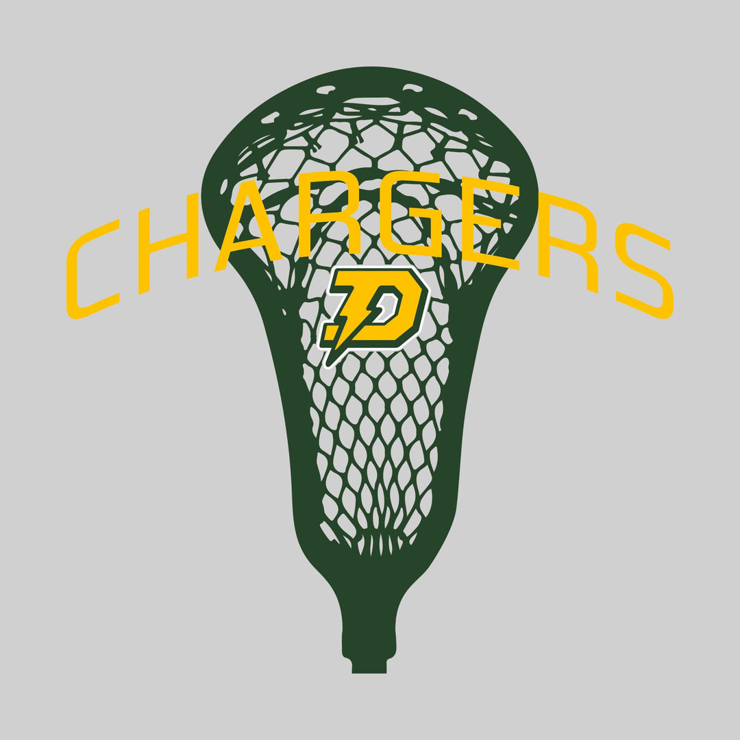Midland Dow Chargers - Lacrosse - Arched Chargers Over Lacrosse Stick with Logo