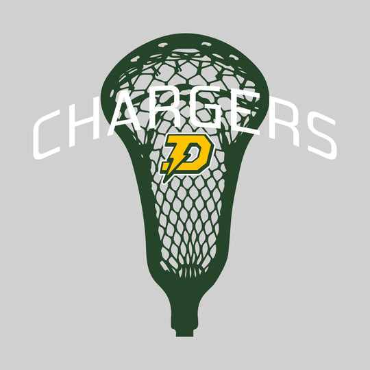 Midland Dow Chargers - Lacrosse - Arched Chargers Over Lacrosse Stick with Logo