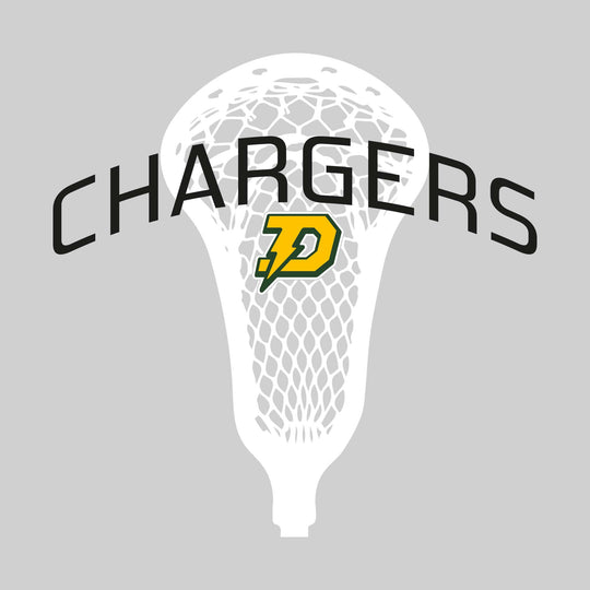 Midland Dow Chargers - Lacrosse - Arched Chargers Over Lacrosse Stick with Logo
