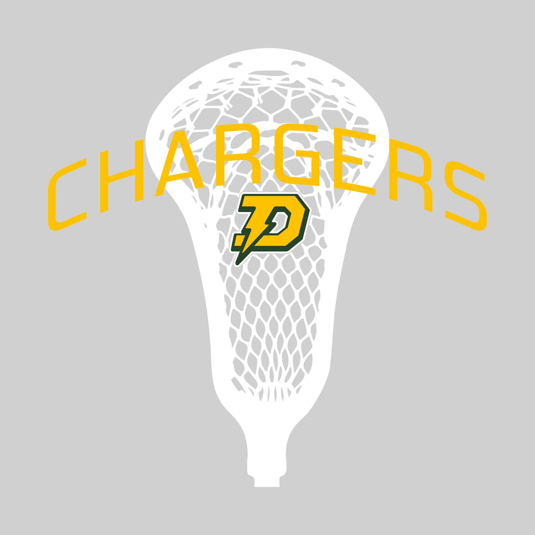 Midland Dow Chargers - Lacrosse - Arched Chargers Over Lacrosse Stick with Logo