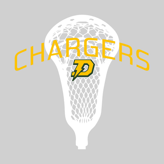 Midland Dow Chargers - Lacrosse - Arched Chargers Over Lacrosse Stick with Logo