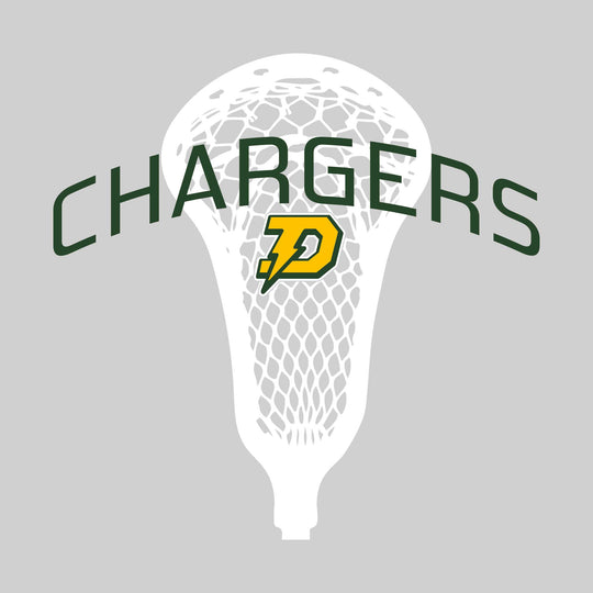 Midland Dow Chargers - Lacrosse - Arched Chargers Over Lacrosse Stick with Logo