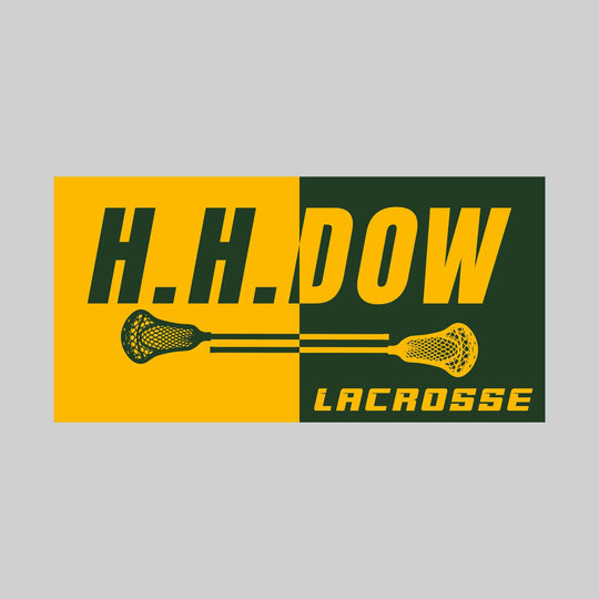 Midland Dow Chargers - Lacrosse - Boxed Split-Color School Name with Sticks