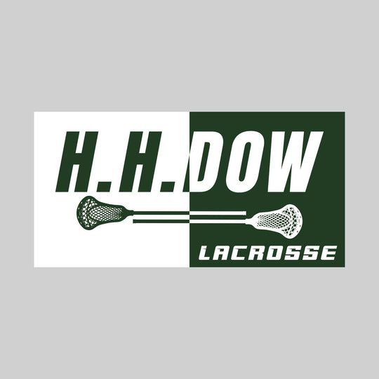 Midland Dow Chargers - Lacrosse - Boxed Split-Color School Name with Sticks