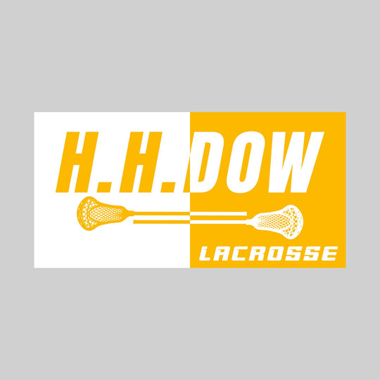 Midland Dow Chargers - Lacrosse - Boxed Split-Color School Name with Sticks