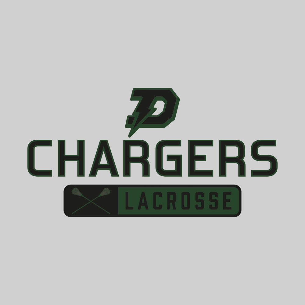 Midland Dow Chargers - Lacrosse - Mascot Over Name with Rounded Rectangle