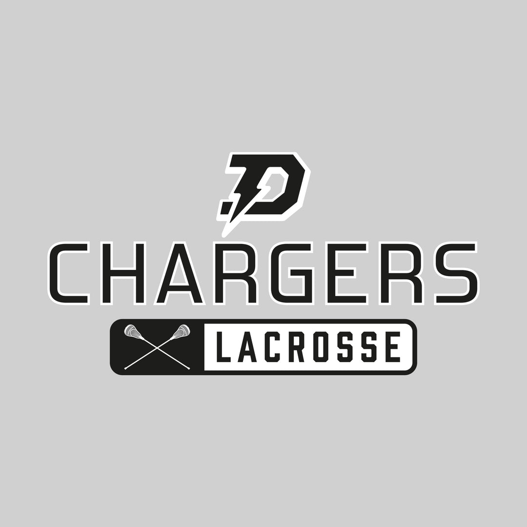 Midland Dow Chargers - Lacrosse - Mascot Over Name with Rounded Rectangle