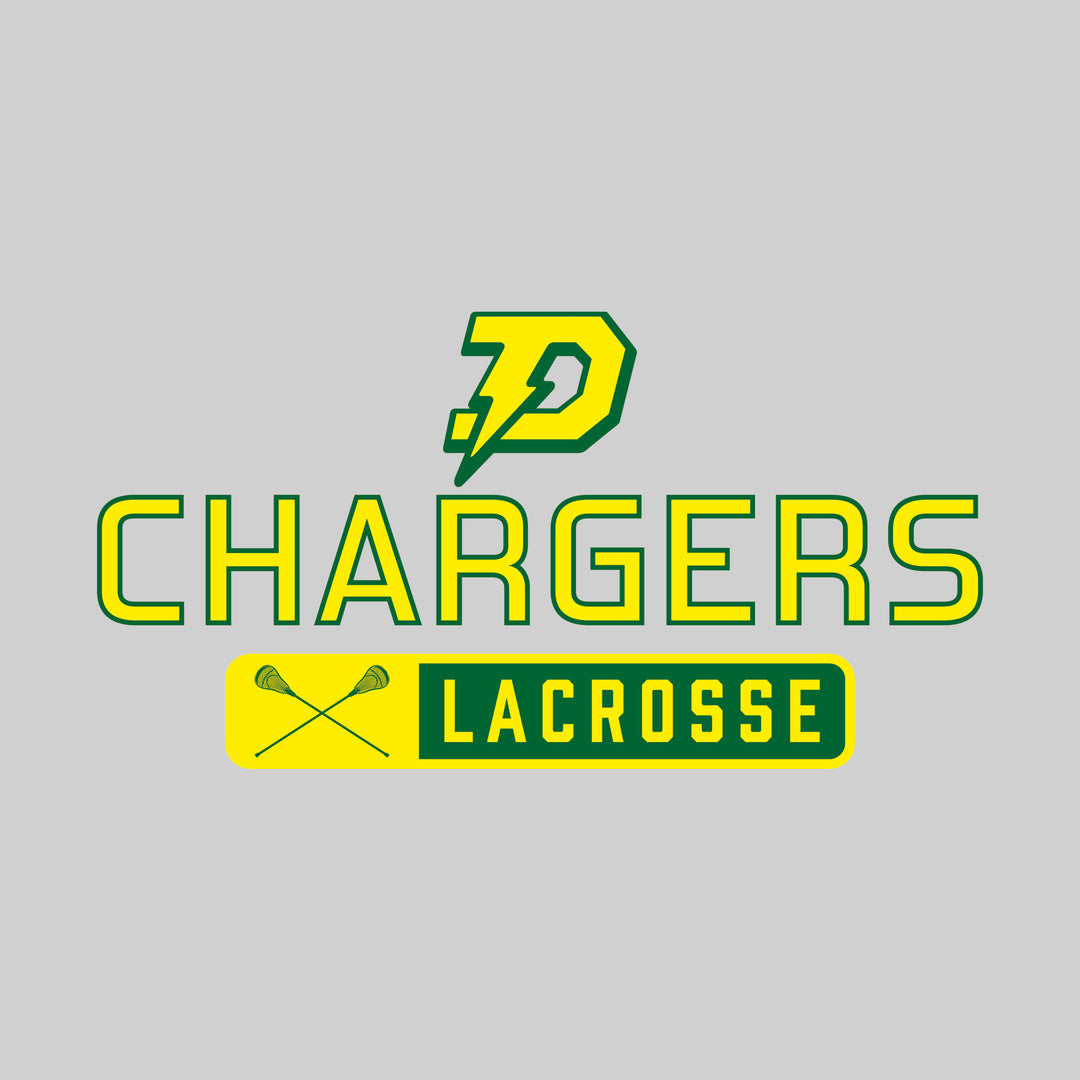 Midland Dow Chargers - Lacrosse - Mascot Over Name with Rounded Rectangle