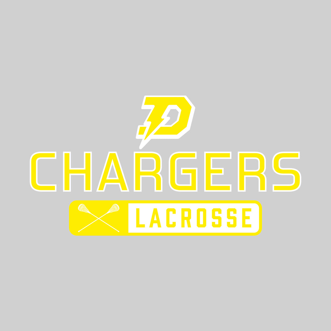 Midland Dow Chargers - Lacrosse - Mascot Over Name with Rounded Rectangle