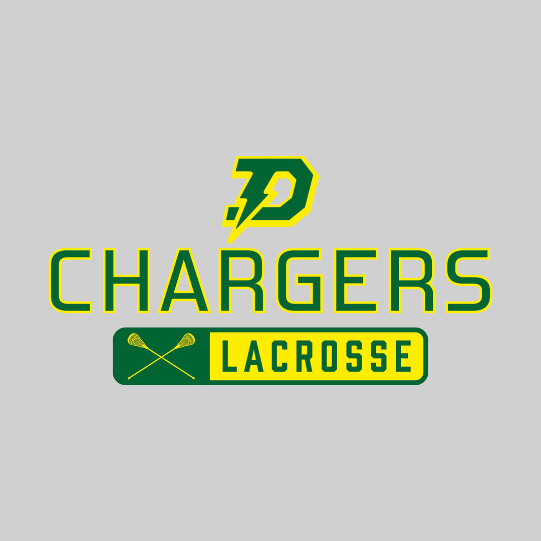 Midland Dow Chargers - Lacrosse - Mascot Over Name with Rounded Rectangle