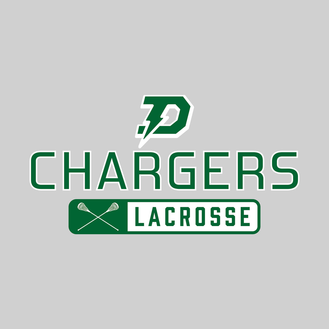 Midland Dow Chargers - Lacrosse - Mascot Over Name with Rounded Rectangle