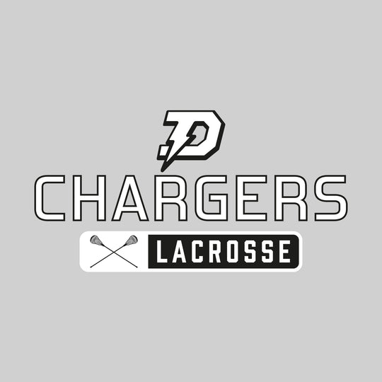 Midland Dow Chargers - Lacrosse - Mascot Over Name with Rounded Rectangle