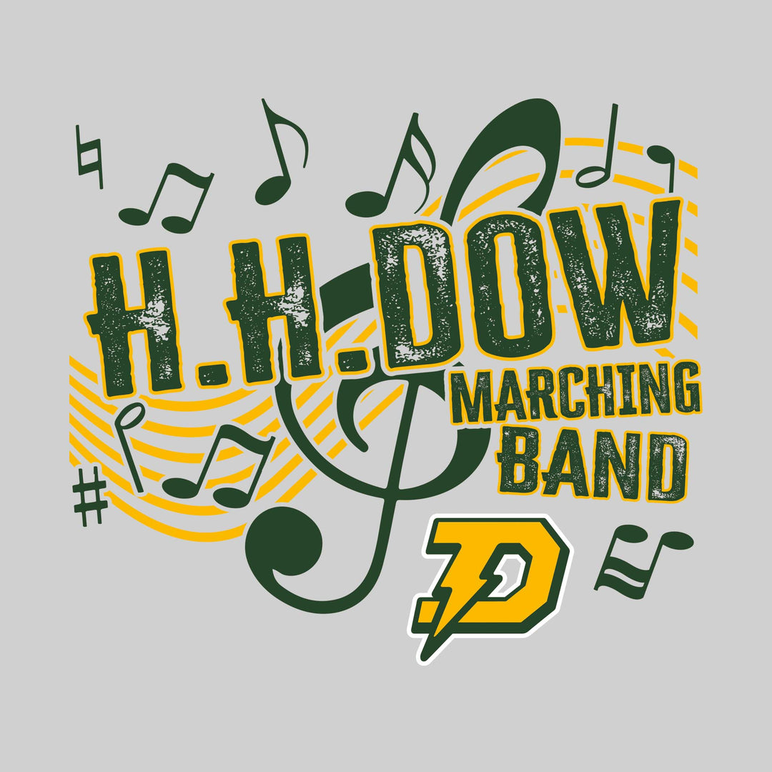 Midland Dow Chargers - Marching Band - School Name with Treble Clef &amp; Music Notes