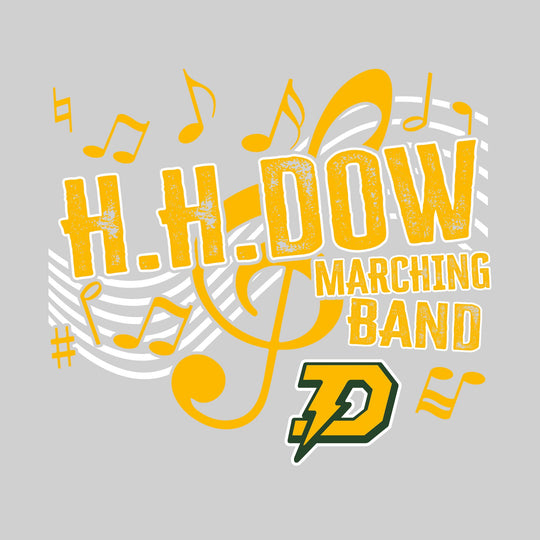 Midland Dow Chargers - Marching Band - School Name with Treble Clef &amp; Music Notes