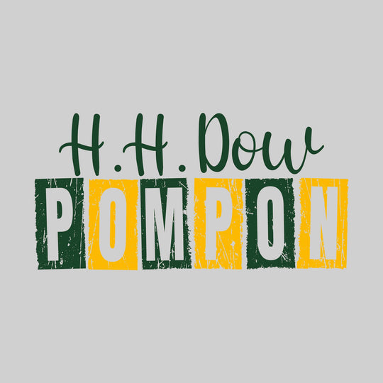 Midland Dow Chargers - Poms - H H Dow Pompon with Distressed Text