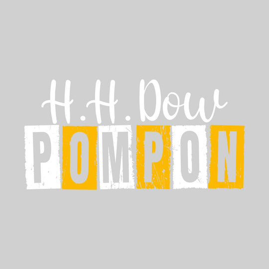 Midland Dow Chargers - Poms - H H Dow Pompon with Distressed Text