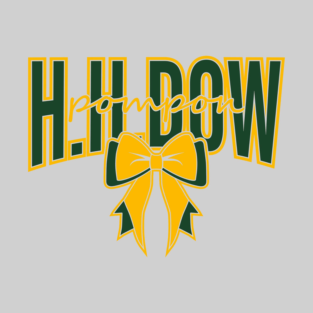 Midland Dow Chargers - Poms - H H Dow with Cursive Pompon and Bow