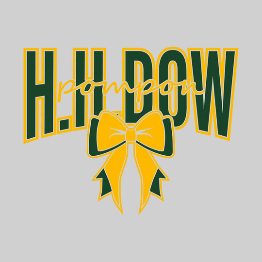 Midland Dow Chargers - Poms - H H Dow with Cursive Pompon and Bow