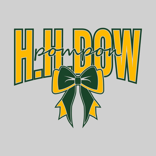 Midland Dow Chargers - Poms - H H Dow with Cursive Pompon and Bow