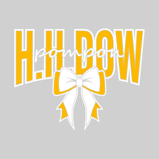 Midland Dow Chargers - Poms - H H Dow with Cursive Pompon and Bow