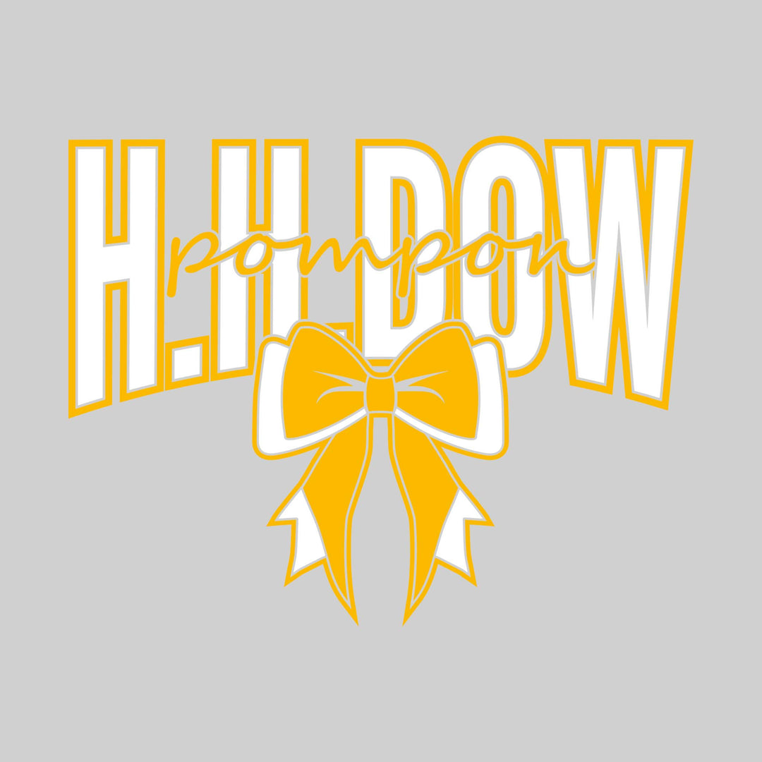 Midland Dow Chargers - Poms - H H Dow with Cursive Pompon and Bow