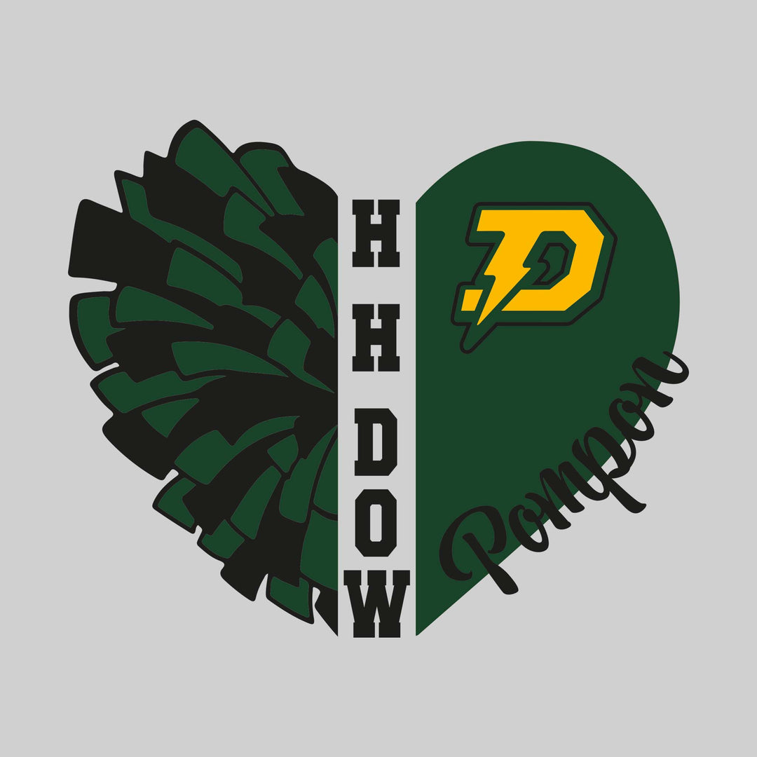 Midland Dow Chargers - Poms - Pom Heart with School Name