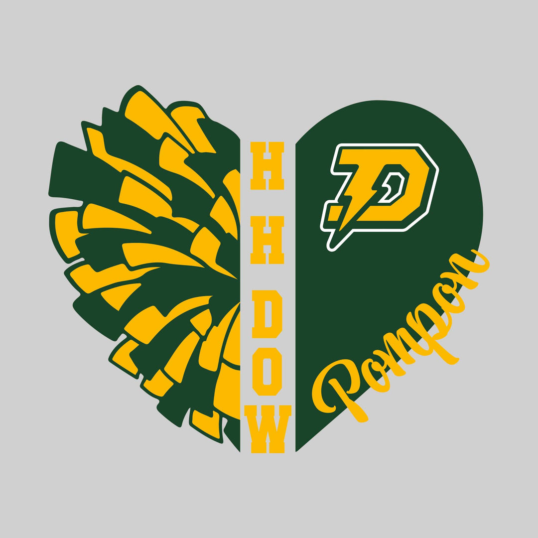 Midland Dow Chargers - Poms - Pom Heart with School Name