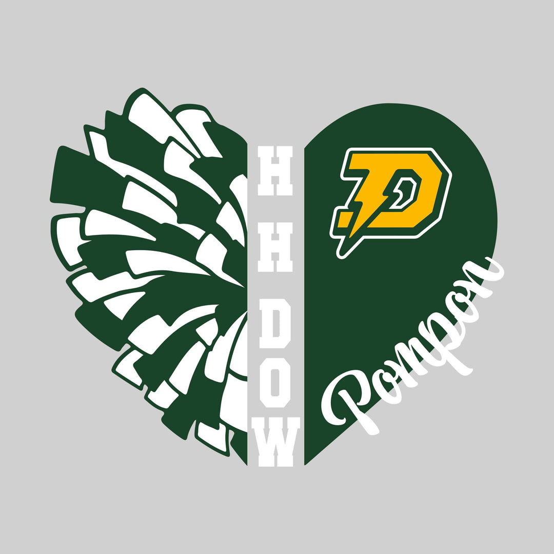 Midland Dow Chargers - Poms - Pom Heart with School Name