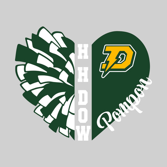 Midland Dow Chargers - Poms - Pom Heart with School Name