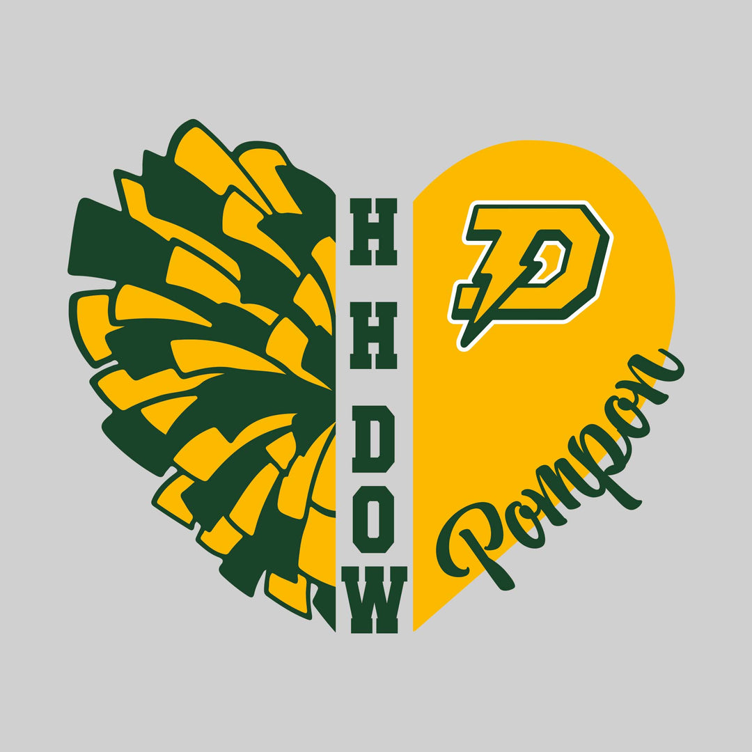 Midland Dow Chargers - Poms - Pom Heart with School Name