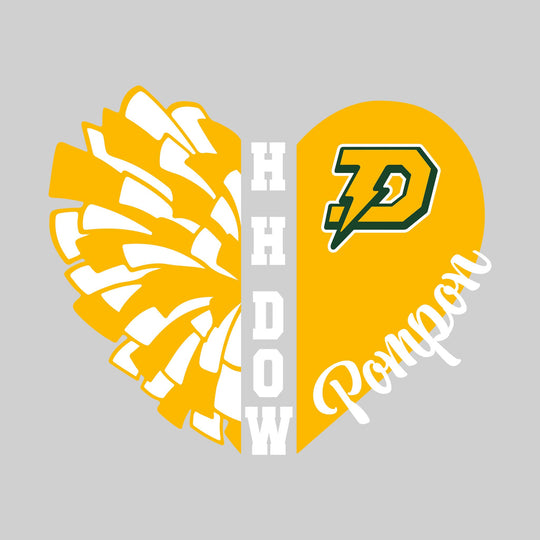 Midland Dow Chargers - Poms - Pom Heart with School Name