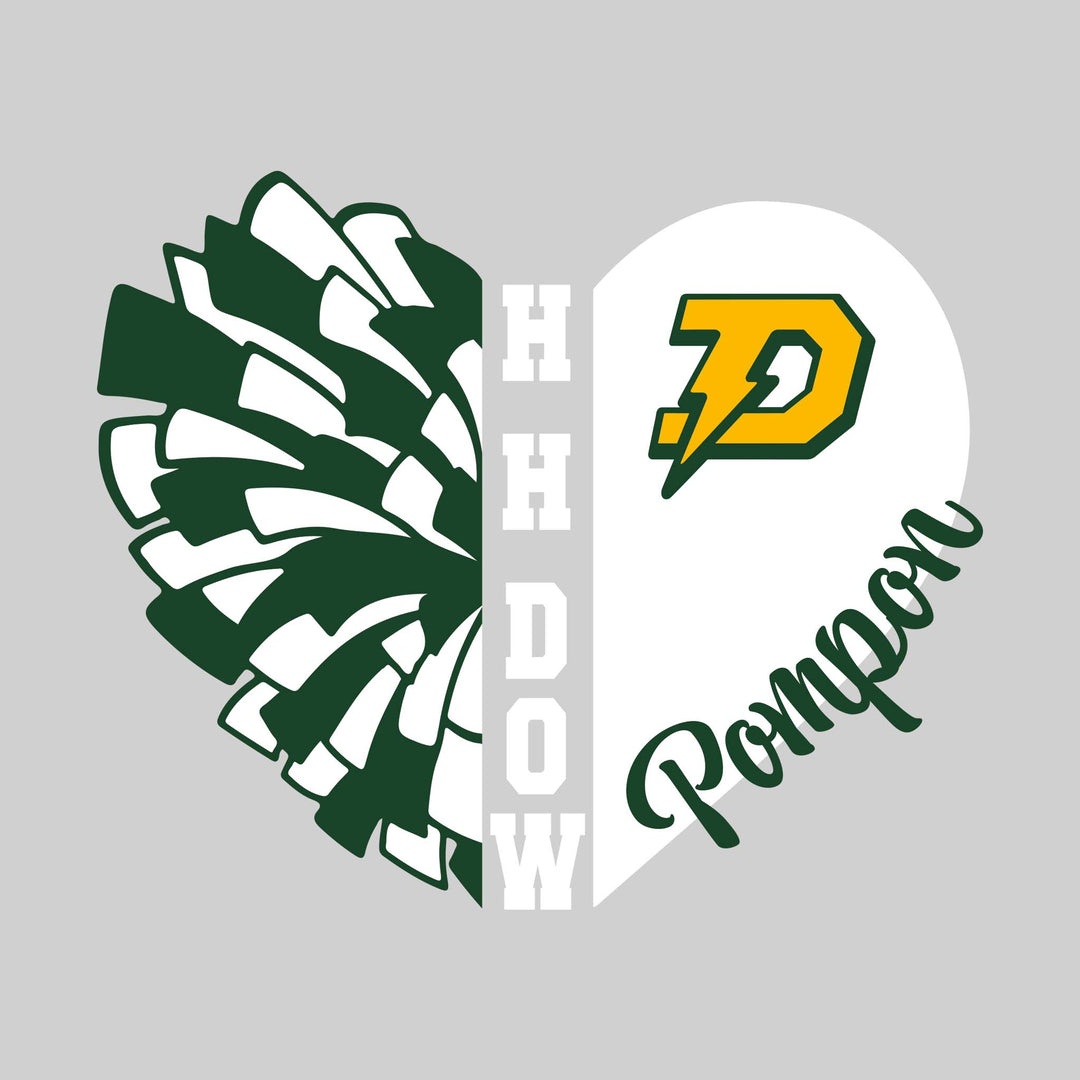 Midland Dow Chargers - Poms - Pom Heart with School Name