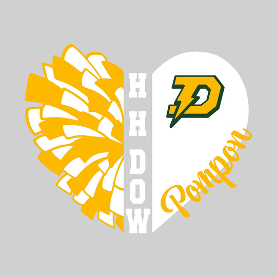 Midland Dow Chargers - Poms - Pom Heart with School Name