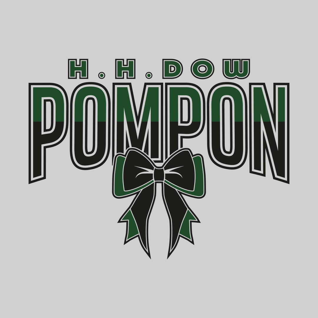Midland Dow Chargers - Poms - Split-Color Dow Pompon with Bow
