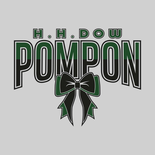 Midland Dow Chargers - Poms - Split-Color Dow Pompon with Bow