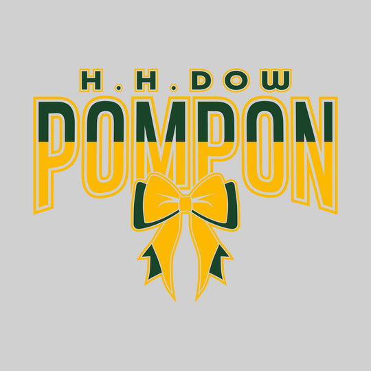 Midland Dow Chargers - Poms - Split-Color Dow Pompon with Bow