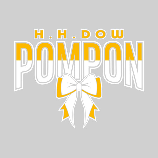 Midland Dow Chargers - Poms - Split-Color Dow Pompon with Bow