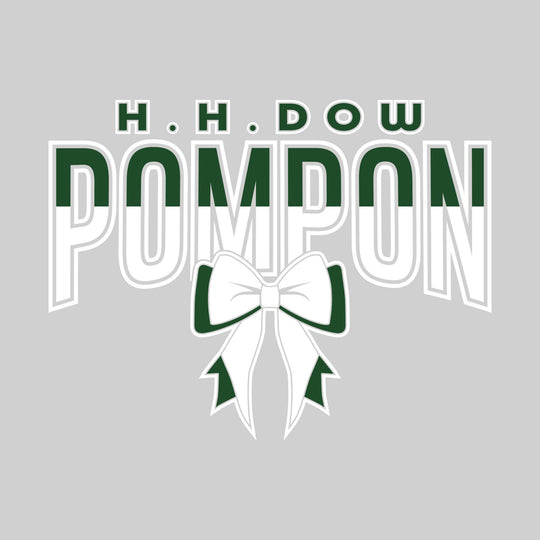 Midland Dow Chargers - Poms - Split-Color Dow Pompon with Bow