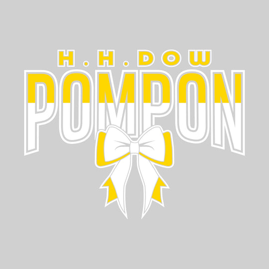 Midland Dow Chargers - Poms - Split-Color Dow Pompon with Bow