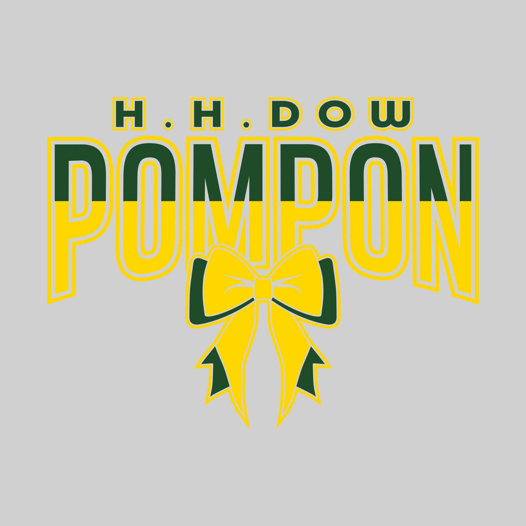 Midland Dow Chargers - Poms - Split-Color Dow Pompon with Bow