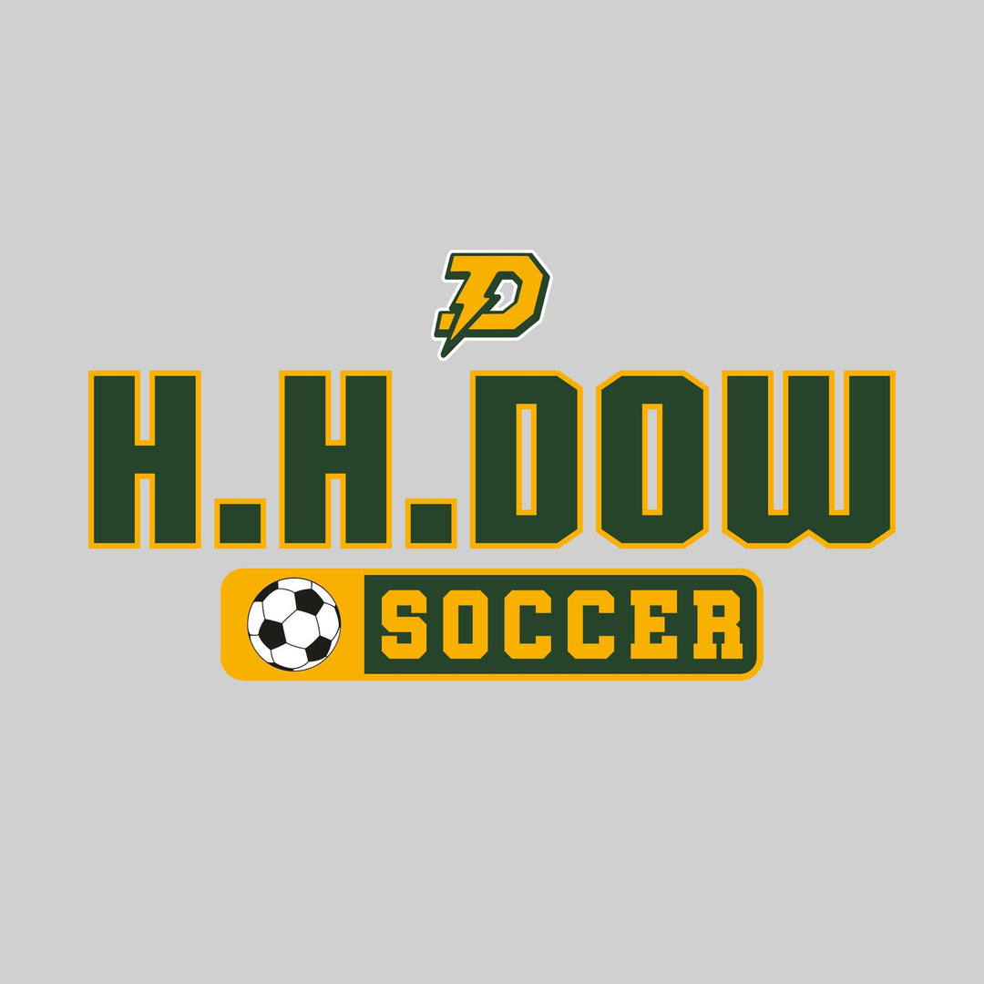 Midland Dow Chargers - Soccer - Mascot with School Name Over Soccer - White &amp; Gold