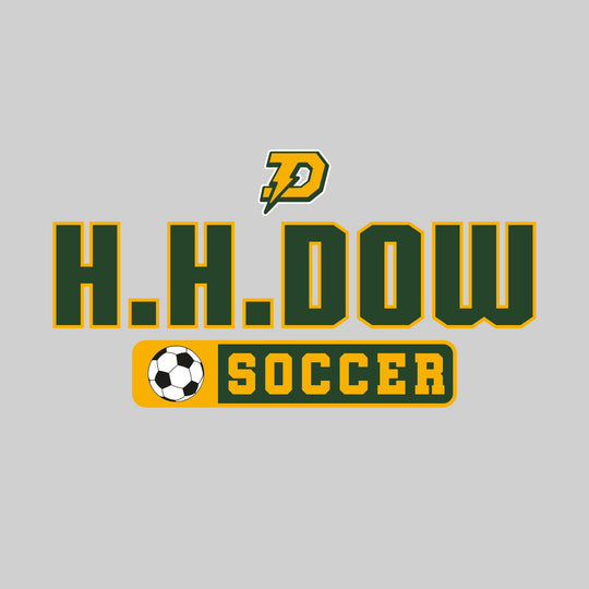 Midland Dow Chargers - Soccer - Mascot with School Name Over Soccer - White &amp; Gold