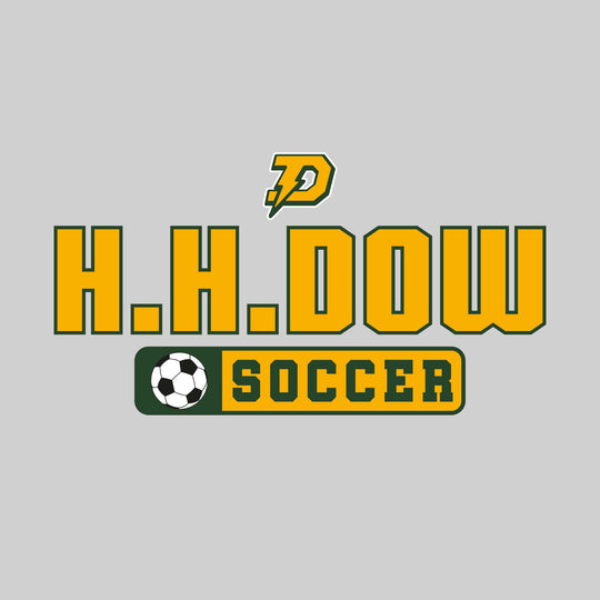 Midland Dow Chargers - Soccer - Mascot with School Name Over Soccer - White &amp; Gold