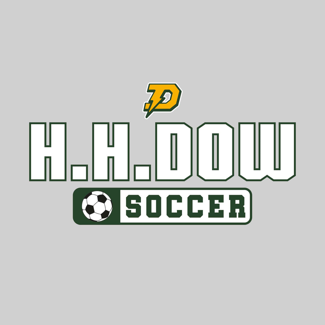 Midland Dow Chargers - Soccer - Mascot with School Name Over Soccer - White &amp; Gold