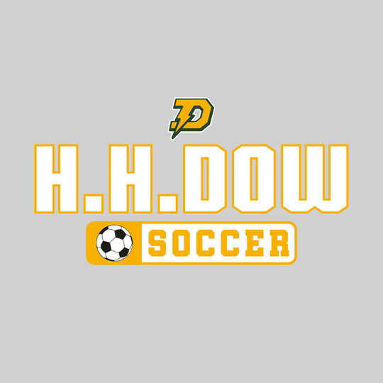 Midland Dow Chargers - Soccer - Mascot with School Name Over Soccer - White &amp; Gold