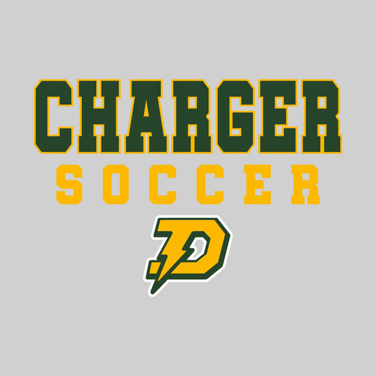 Midland Dow Chargers - Soccer - Outlined School Name with Soccer &amp; Mascot
