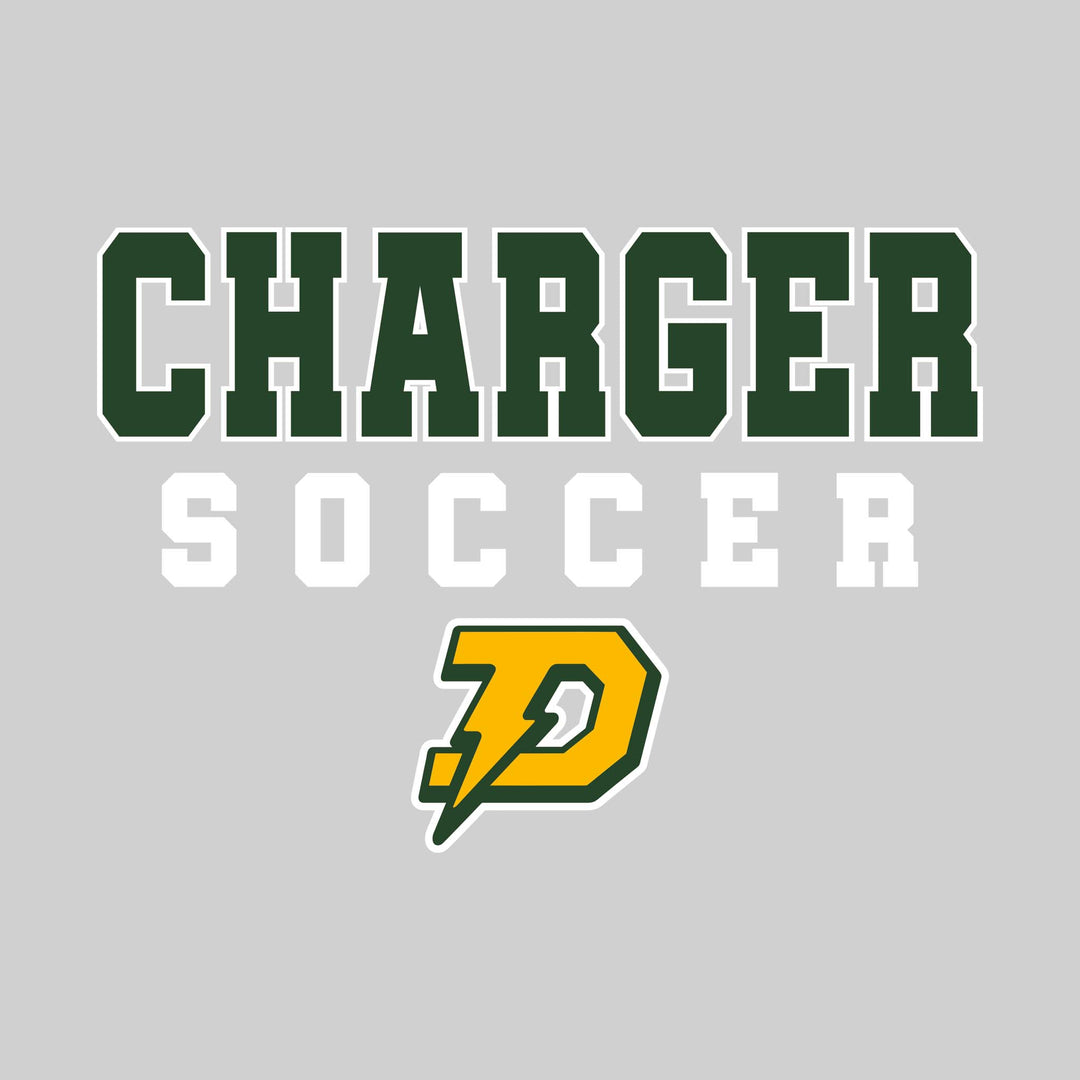 Midland Dow Chargers - Soccer - Outlined School Name with Soccer &amp; Mascot